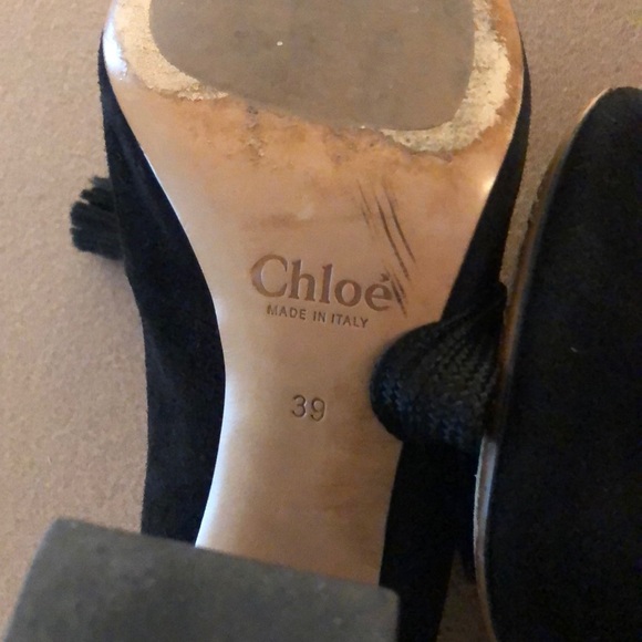 Chloe black suede shoe booties with a block heel. - Picture 5 of 7